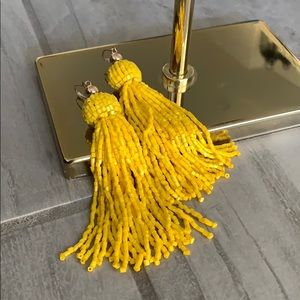 J. Crew yellow beaded tassel earrings